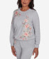 Casual Fridays Women's Cozy Floral Embroidered Long Sleeve Top