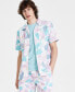 Фото #1 товара Men's Archie Regular-Fit Leaf-Print Button-Down Camp Shirt, Created for Macy's