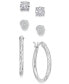 ფოტო #1 პროდუქტის Giani Bernini Sterling Silver 3-Pc. Set Cubic Zirconia Stud & Hoop Earrings, Created for