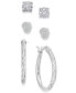 Giani Bernini Sterling Silver 3-Pc. Set Cubic Zirconia Stud & Hoop Earrings, Created for