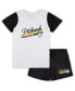 ფოტო #1 პროდუქტის Women's White, Black Pittsburgh Steelers Plus Size Downfield T-shirt and Shorts Sleep Set