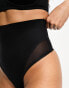 ASOS DESIGN Contouring medium control high waist thong with mesh in black