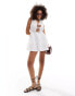 Фото #2 товара ASOS DESIGN crochet bodice mini dress with tiered skirt in white