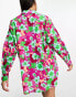 Фото #8 товара Only oversized beach shirt in pink floral