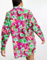 Фото #4 товара ONLY oversized beach shirt in pink floral