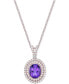 ფოტო #1 პროდუქტის Amethyst (3-1/5 ct. t.w.) & White Topaz (2-1/20 ct. t.w.) Oval Halo 18" Pendant Necklace in Sterling Silver