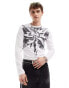 Фото #1 товара COLLUSION Long sleeve shrunken t-shirt with doodle graphic in white