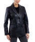 ფოტო #1 პროდუქტის Women's Leather Button-Front Blazer Coat