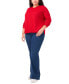 Фото #3 товара Plus Size Ribbed-Front Crewneck Sweater