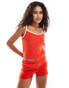 Фото #1 товара COLLUSION pointelle cami top co ord with sports print in red