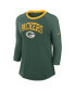 Women's Green Green Bay Packers Raglan 3/4 Sleeve T-Shirt