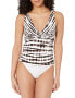 Фото #1 товара La Blanca Over The Shoulder Twist Front Tankini Top, Java//Twisted Bamboo, 8