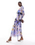 Фото #1 товара ASOS DESIGN chevron frill maxi dress in mixed purple floral print