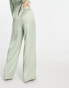 Extro & Vert Bridesmaid pleated satin wide leg trousers with heart jewel button co-ord