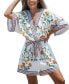 ფოტო #1 პროდუქტის Women's White Floral Surplice Half Sleeve Playsuit