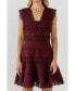 Women's Plunging Neck Lace Trim Dress