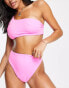 ASOS DESIGN mix and match sleek one shoulder bikini top in bright pink