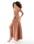 Фото #3 товара ASOS DESIGN satin buckle strap maxi dress with fuller skirt in mocha