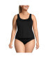 Plus Size Chlorine Resistant One Piece Scoop Neck Fauxkini Swimsuit