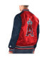 Фото #2 товара Men's Red, Navy Los Angeles Angels Varsity Satin Full-Snap Jacket