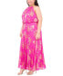 ფოტო #4 პროდუქტის Plus Size Pleated Printed Chiffon Halter Dress