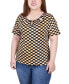 Plus Size Short Sleeve with Ring Details Top