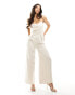 Фото #2 товара Flounce London cowl neck tie side satin jumpsuit in champagne