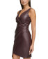 ფოტო #3 პროდუქტის Women's Faux-Leather Faux-Wrap Sheath Dress