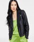 Фото #5 товара Women's Faux-Leather Jacket, Created for Macy's