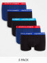 Jack & Jones 5 pack trunks with contrast waistband in black and blue