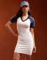 Фото #6 товара ASOS DESIGN short sleeve rugby collar mini dress in white and navy