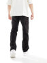 Sean John script logo wide leg cargo trousers in black with front hem split