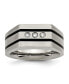 ფოტო #1 პროდუქტის Titanium Brushed and Polished Black IP-plated CZ Signet Ring