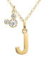 ფოტო #3 პროდუქტის Mickey Mouse Initial Pendant 18" Necklace with Cubic Zirconia in 14k Yellow Gold