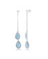 Sterling Silver Double Pear-Shaped Larimar Dangling Chain Earrings