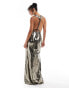 Фото #4 товара TFNC metallic multiway maxi dress in liquid gold