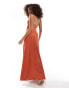 ASOS DESIGN satin bandeau maxi dress with corset detailing in rust Красный, 34 - фото #4