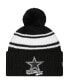 Фото #3 товара Men's Black, White Dallas Cowboys 2022 Sideline Cuffed Pom Knit Hat