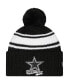 Men's Black, White Dallas Cowboys 2022 Sideline Cuffed Pom Knit Hat Черно-белый - фото #3