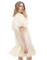 Фото #2 товара Ghospell textured puff sleeve mini dress in ivory