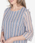 Фото #5 товара Scottsdale Women's Vertical Texture Woven Trim Top With Necklace