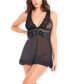 Фото #1 товара Animal Mesh & Floral Lace Babydoll 2pc Lingerie Set, Online Only