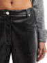 Aria Cove leather look contrast stitch trousers in black Schwarz/weiße Naht, 36 - фото #9