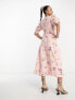 Nobody's Child Demi puff sleeve broderie midi dress in blush floral