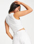 Noisy May twist front crop top in white