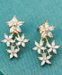 ფოტო #2 პროდუქტის Gold-Tone Crystal Flower Front-and-Back Earrings