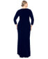 ფოტო #2 პროდუქტის Plus Size Ruffled Long-Sleeve Velvet Gown