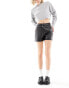 Pimkie zip detail leather look shorts in black 36 - фото #2