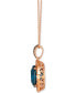 Deep Sea Blue Topaz (5 ct. t.w.) & Diamond (3/8 ct. t.w.) Halo Adjustable 20" Pendant Necklace in 14k Rose Gold