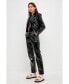 Фото #2 товара Women's Shiny Faux Leather Cropped Jacket